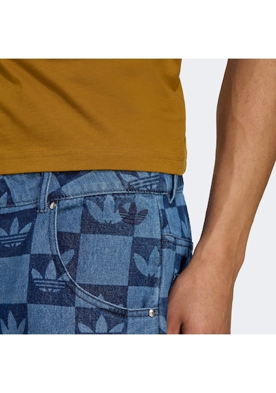 Adidas Monogram All Over Print Regular Denim Mavi Erkek Pantolon Jy2993 Mavi