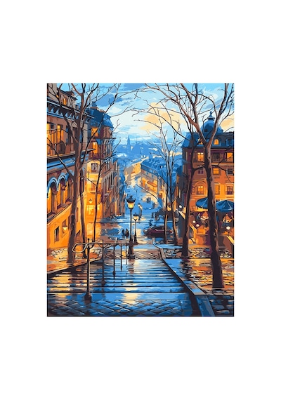 Merdivenler Ve Sokak Çerçeveli 50x65 Sayılarla Boyama Hobi Seti