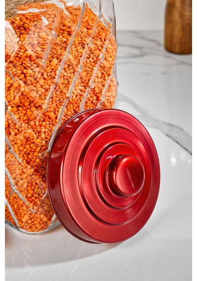 Cooker Nostalji 30 Cm 4,5 Litre Kırmızı Vakum Kapaklı Cam Kavanoz 1 Adet Ckr3810 Çok Renkli