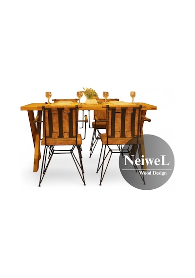 Neiwel Garden Sean Doğal Ahşap Bahçe Yemek Masası-70-100 Açık Ceviz