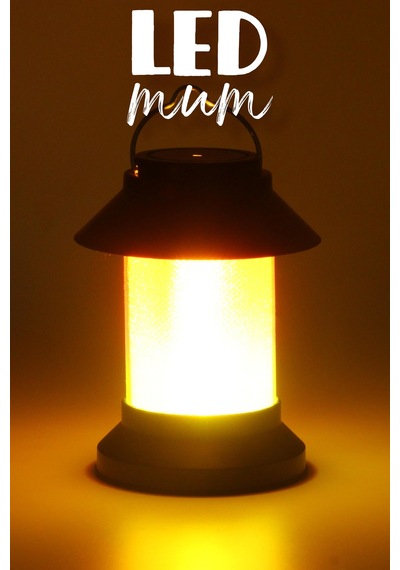 Led Mum Sokak Lambası Tip Kulplu Dumansız Pilli Alevli Dekoratif Yapay Mum Işıldak Siyah 1036-9