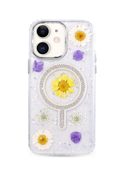 İphone 11 Uyumlu Flower Magsafeli Yeni Tasarım Kılıf - Sarı