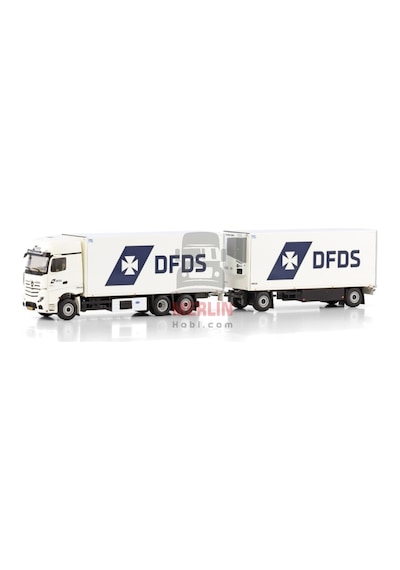 1/50 Dfds Mercedes-benz Actros Mp5 Gıga Space Rıged Reefer Truck 6x2 Tag Axle Rıged Reefer Drawbar Turntable Traıler - 5 Axle