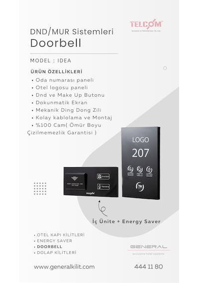 Otel Doorbell Oda Durumu Paneli D N D M U R Zil Sistemi Enerji Saver Couple 1 ADET
