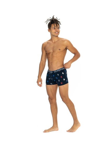 U.S. Polo Assn. U.s Polo Assn. 80528 Erkek Pamuklu 3'lü Boxer-siyah&bordo&baskılı Siyah
