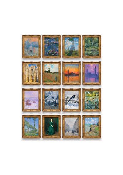 Claude Monet Tabloları 16'lı Sticker Seti Laptop Defter Ajanda Etiketi Çok Renkli