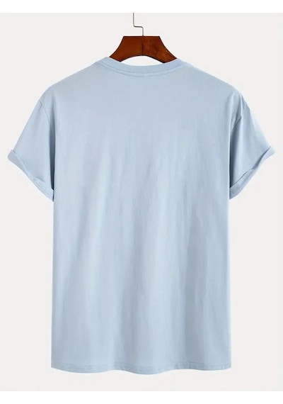 Uyguntarz Unisex Jean Desenli Kalp Tasarım Basklı Tshirt Bebe Mavisi