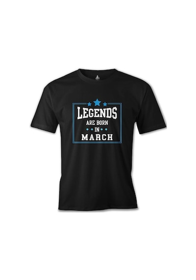 Legends Born İn March Baskılı Siyah Erkek Tshirt 001