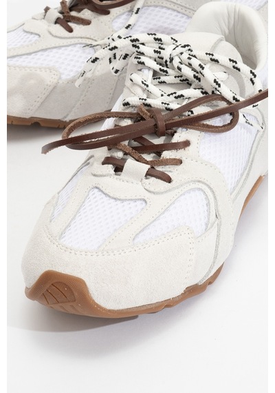 Luvishoes Serena Beyaz Süet Hakiki Deri Fileli Kadın Spor Ayakkabı Beyaz