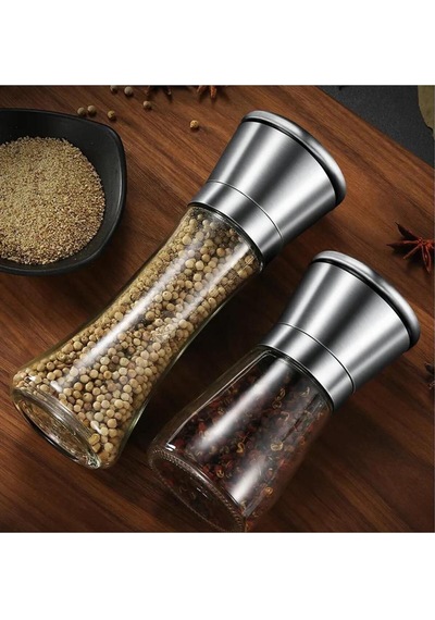 Cam Gövdeli Paslanmaz Çelik Kapaklı Tuz Karabiber Değirmeni Tuz Karabiber Öğütücü 150ml & 200ml Cam Diğer