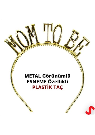 Mom To Be Taç Ve Kuşak Seti - Altın