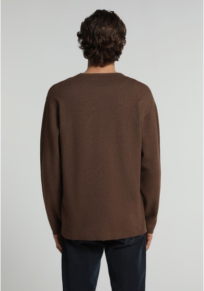 Colin's Colins Relaxed Fit Yuvarlak Yaka Jakarlı Erkek Kahverengi Kazak Cl1082014 Q1.v2 Brw