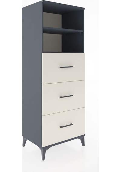 Hyperion Dolap 2 Raflı 3 Çekmeceli 60x44x163 Antrasit-aytaşı Antrasit
