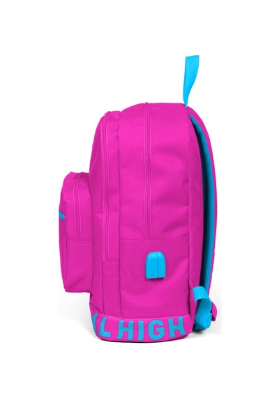 Coral High Nakış Logolu Usb Şarjlı Kulaklık Çıkışlı Pembe Sırt Çantası