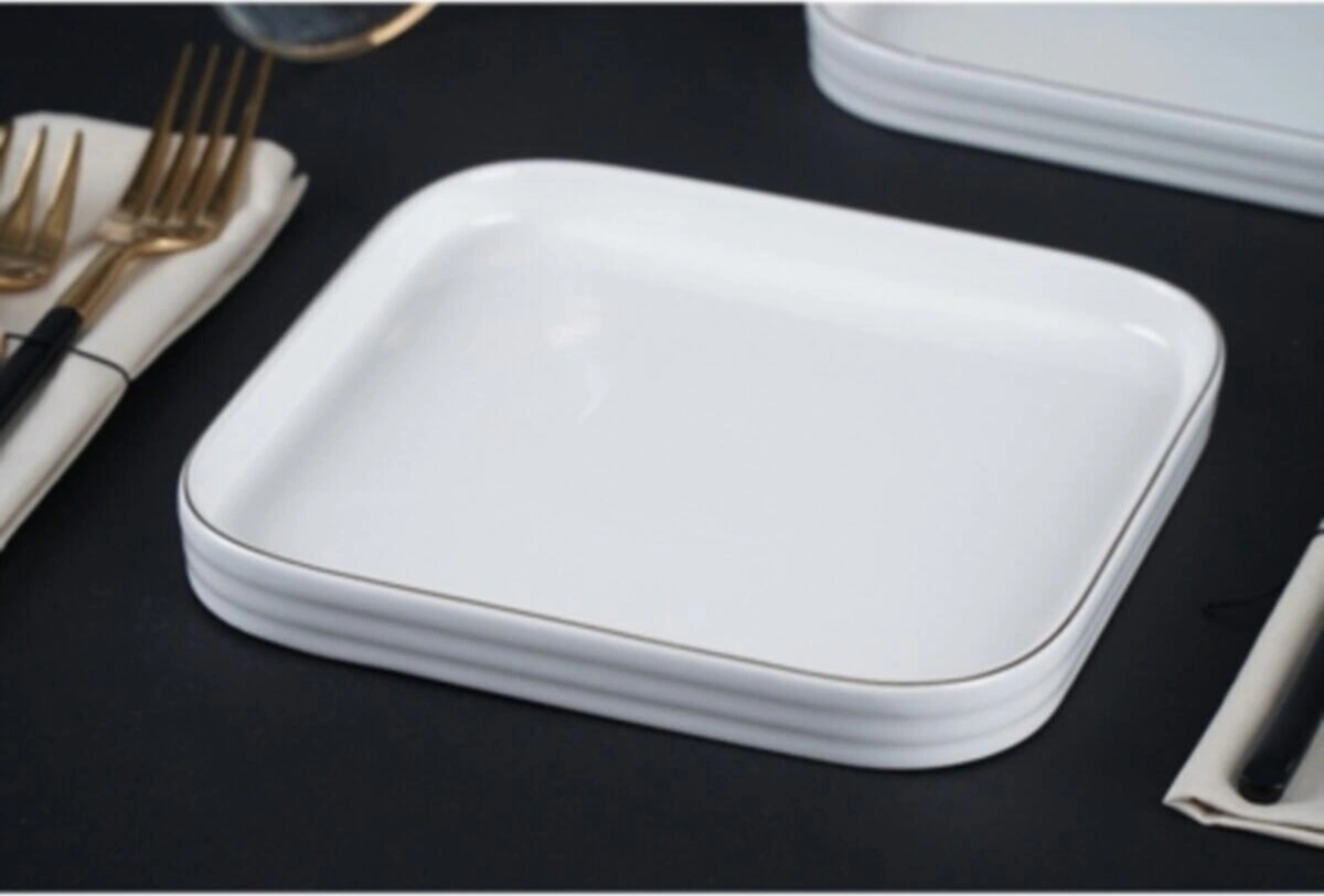 Porselen Altın Yaldızlı Tabak 17.8 Cm 6lı Beyaz - Altın