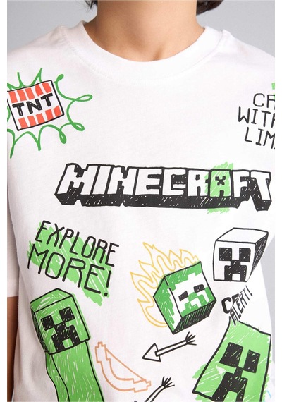 Defacto Mınecraft Oversıze Tişört Erkek Çocuk G8885a826smwt34 Beyaz-wt34