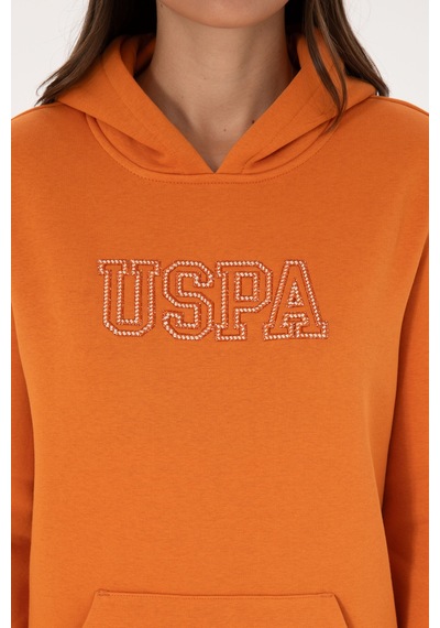 U.S. Polo Assn. Kadın Bakır Şardonlu Kapüşonlu Basic Sweatshirt 50313566-VR182