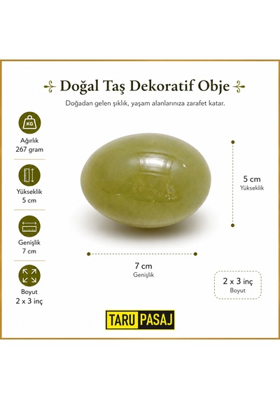 Oniks Doğal Taş Yumurta Obje El Yapımı Dekoratif Taş Biblo 2x3 İnç Su Yeşili