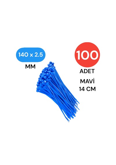 Tek-iş Plastik Kablo Bağı Klipsi Cırt Kelepçe 140 Mm X 2.5 Mm Mavi 100 Adet