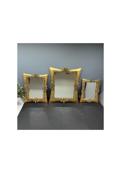 Peramari Dekoratif Polyester Üçlü Kare Ayna Takımı Gold Eskitme Gold Eskitme Diğer