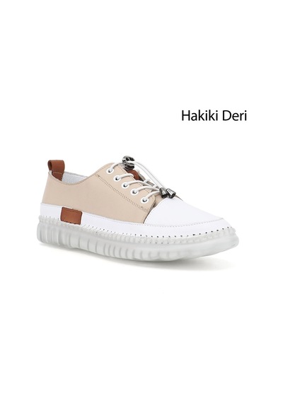 Diğer Kadın Bej Bağcıklı Hakiki Deri Sneaker Ddza80742321 Bej