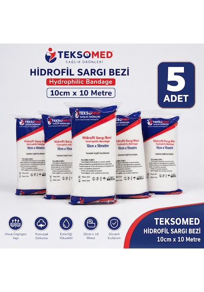 Teksomed Hidrofil Sargı Bezi 10cmx10 Metre 5 Adet