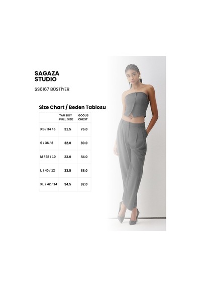 Sagaza Studio Ss6167 Straplez Fermuarlı Body Antrasit