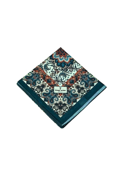 Mim Eşarp Prime Pamuk Etnik Desenli Eşarp 90x90 Cm Petrol Mavi