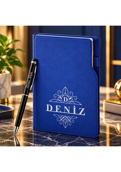 Bk Gift Kişiye Özel 374 Termo Deri Tarihli Ajanda & Siyah Touch Pen Tükenmez Kalem-16 Lacivert Akdnz-bitmeyencom38552 3057 Bk Gift