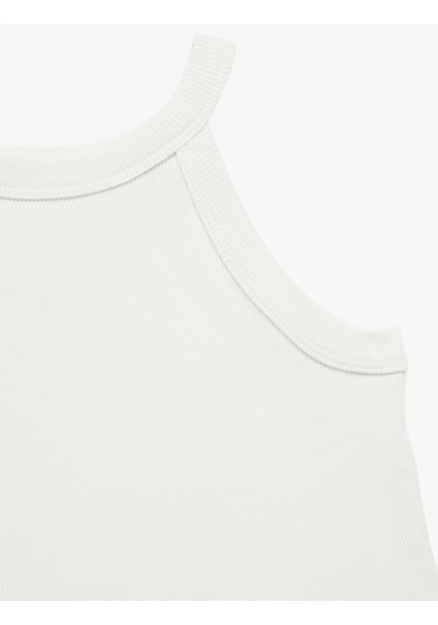 Koton Pamuklu Kolsuz Halter Yaka Slim Fit Crop Atlet Ekru 5skg30025ak Ekru