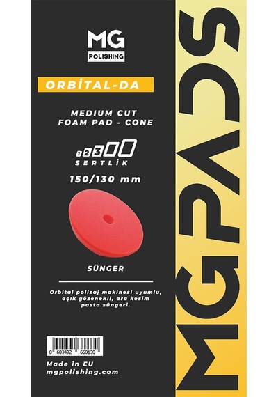 Mg Pads Orbital Ara Kesim İnce Pasta Süngeri Kırmızı - 150/130