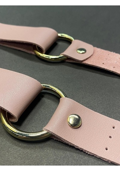 Karantuhafiye Derili Palaska / Deri Çanta Sapı / Deri Kulaklı Çanta Sapı Pembe Pembe