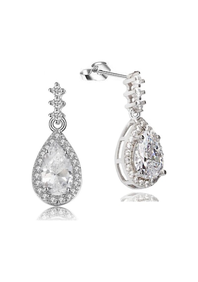 Brezza Lusso Jewelry Zirkon Taşlı Işıltılı Damla Diamond Kadın Gümüş Kolye Küpe Seti