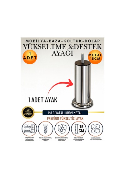 1 Adet 15 Cm M8 Vidalı Metal Krom Ayak Mobilya Ayağı Baza Ayağı Kanepe Ayağı Koltuk Ayağı Yatak Ayağı Yükseltme Ayağı Dolap Ayak Sehpa Sandık Ayakları Değişim Destek Ayağı Yükseltici Aparat Şifonyer Krom Krom 1 Adet 15 Cm M8 Vidalı Metal Krom Ayak Mobilya Ayağı Baza Ayağı Kanepe Ayağı Koltuk Ayağı Yatak Ayağı Yükseltme Ayağı Dolap Ayak Sehpa Sandık Ayakları Değişim Destek Ayağı Yükseltici Aparat Şifonyer Krom Krom