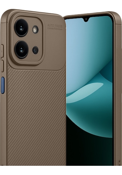 Xiaomi Redmi 15c 5g Uyumlu Kılıf Karbon Tasarım Kamera Korumalı Silikon Telefon Kılıfı Kapak Kahverengi