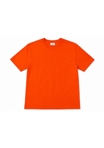 Vasto Moda Erkek Oversize Kalın Dokulu %100 Organik Pamuk Bisiklet Ribana Yakalı Turuncu T-shirt