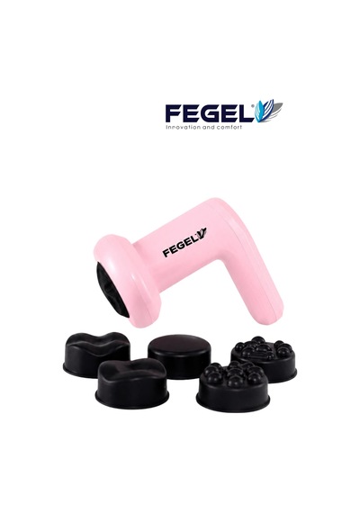 Fegel FG-720 6 Kademeli 5 Başlıklı Şarjlı Profesyonel Masaj Tabancası Pembe