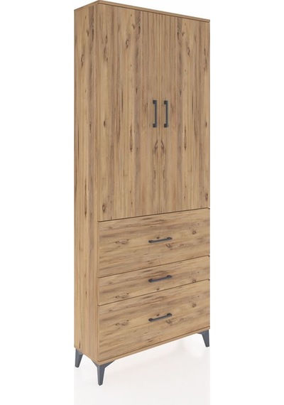 Arges Dolap 2 Raflı 3 Çekmeceli Tek Askılı 88x30x221 Çam-çam Çam