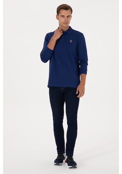 U.S. Polo Assn. Erkek Regular Fit Polo Yaka İndigo Basic Sweatshirt 50313772-VR028