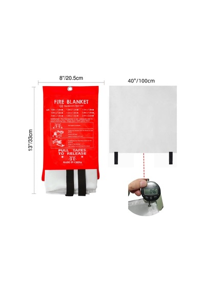 Yangın Battaniyesi 40"x40" - Mutfak, Izgara, Ev, Kamp, Araba, Şömine, Okul, Barbekü Ve Ofis İçin Yeniden Kullanılabilir Acil Yangın Söndürme 2'li Pak