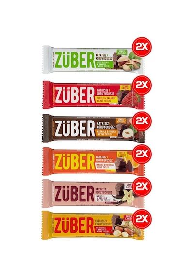 Züber Meyveli Bar Şöleni 40gr X12 Adet Antep Fıstıklı,yer Fıstıklı,çilekli,fındıklı,portakallı, Vanilyalı