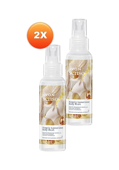 Avon Simply Luxurious Beyaz Şeftali ve Vanilya Orkide Kokulu Vücut Spreyi 100 Ml. İki Simply Luxurious Beyaz Vücut Spreyi 40630150