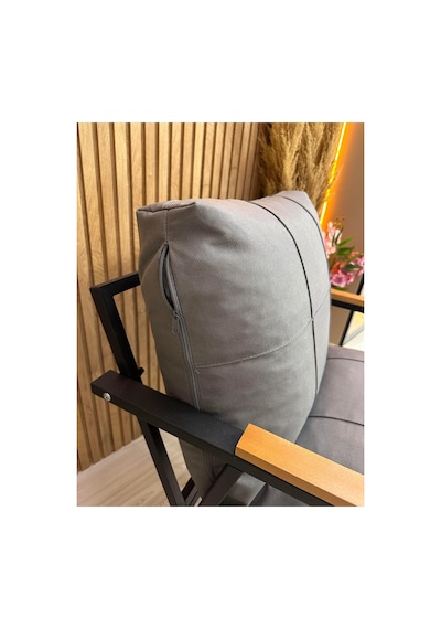 Outdoor Kumaş,bahçe Minderi,balkon Minderi,koruyucu Kılıf , 2-1-1 Takıma Uygun 4 Adet Pofuduk Model ,minder Kılıfı Gri