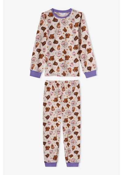 Penti Kız Çocuk Lila Capyparty Pamuklu Uzun Kollu 2li Pijama Takımı