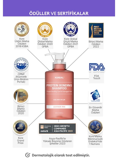 Kundal Leather Iris Protein Kompleksi İçeren Onarıcı Bakım Şampuanı 500 ML