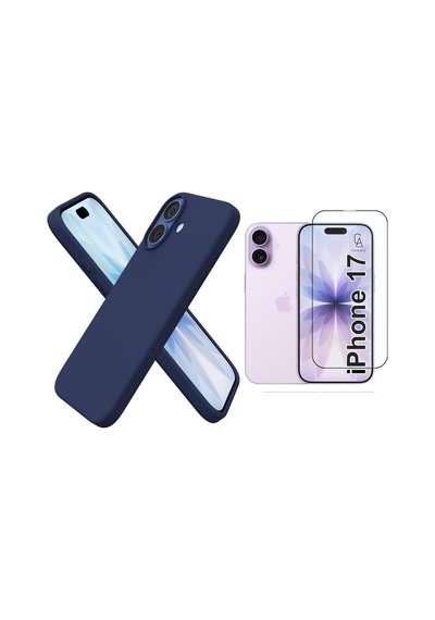 Apple Uyumlu iPhone 17 Içi Kadife Lansman Kılıf Ve 5d Tam Kaplayan Cam Ekran Koruyucu Lacivert