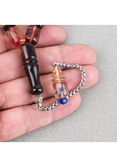 Sıkma Kehribar Püsküllü Efe Boy Kapsül Kesim 10x13mm Tesbih -alacalı