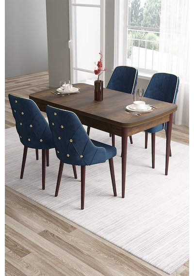 Canisa Tia Serisi 80x132 Açılabilir Mdf Mutfak Masası Takımı Barok Desen Masa 4 Lacivert Sandalye Masa Barok Ahşap Desen Sandalye Lacivert Canisa Tia Serisi 80x132 Açılabilir Mdf Mutfak Masası Takımı Barok Desen Masa 4 Lacivert Sandalye Masa Barok Ahşap Desen Sandalye Lacivert