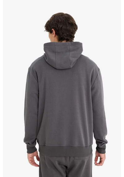 Defacto Regular Fit Kapüşonlu İçi Yumuşak Tüylü Kanguru Cepli Basic Düz Sweatshirt X8283az25auar104 Antrasit-ar104