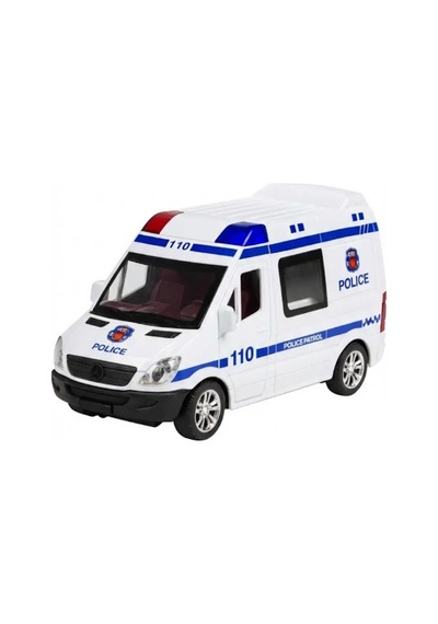 Sürtmeli Sesli Işıklı Polis Servis Aracı - Açılır Kapılı Oyuncak Polis Arabası 15 Cm Çok Renkli